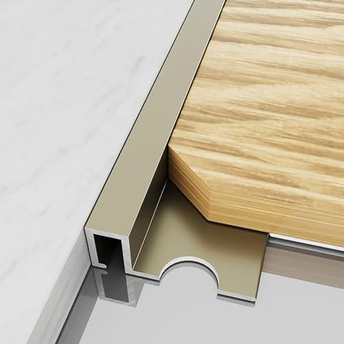 Abschlussleiste Fliesen Lang 125CM*2 Stück Fliesenabschlussprofil Vierkant Profil Abdeckleiste Winkelprofil Holz/Laminat/Vinyl/Fliesen For Zuhause, Büro, Hotel(Champagne gold,W:8MM)