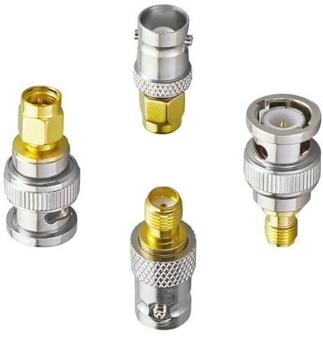 ACONRFTOL SMA auf BNC Adapter Kit 4 Stück SMA Stecker auf BNC Buchse Koaxialer Adapter 4 SMA Stecker Koaxialstecker für HF-Antennen, WLAN-Geräte, SDR, WiFi, usw