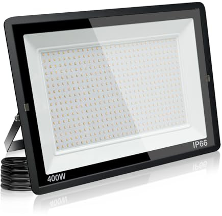 LED Strahler Außen 400W: 40000LM IP66 6000k Aussenstrahler Energiesparend | Außenleuchte Flutlichtstrahler Kaltweiß, für Sportplätze, Hinterhof Auffahrt, Türen, Garage, Flur, Garten