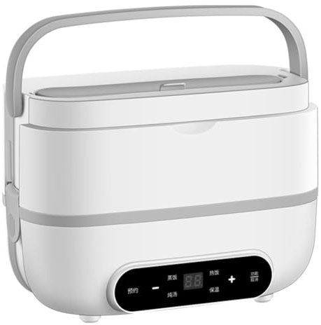 FAcoLL Lunch Box a Doppio Strato, scaldavivande Elettrico con Display a LED, scaldavivande con Contenitore in Acciaio Inossidabile da 600 ml + 550 ml, per Auto, Camion, Ufficio, casa
