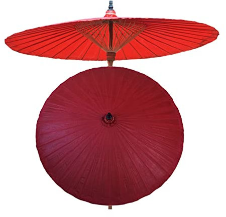 Parasol de jardin rond vintage en bambou fait à la main - Protection contre le soleil et la pluie - Design classique - Portable et imperméable - Idéal pour la plage, la terrasse, la piscine, 2 m de