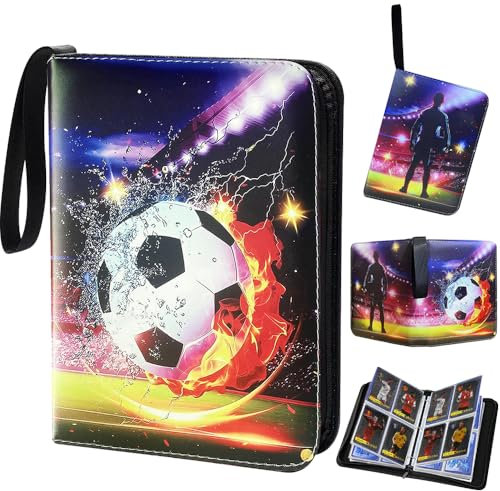 Sammleralbum Fußballkarte, Afenau, 50 Seiten, 400 Karten, Sammelkarten, Album Fußball mit Reißverschluss, wasserdichtes Fußballsalb, tragbare Fußballkarten, Sammleralbum für alle Arten