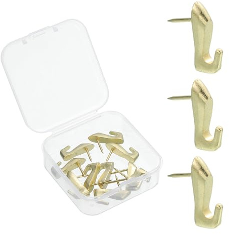 QUARKZMAN 10 Stk. Push Pin Bildhaken Zinklegierung mit Nägeln Gold | Bildaufhängung Nägel Reißzwecken Haken, Für Wand Holzplatte