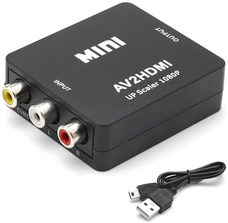 HENGBIRD RCA till HDMI AV till HDMI-omvandlare 1080P komposit CVBS video ljudomvandlare adapter för Wii Xbox PS2 PS4 PS3 TV VHS VCR kamera DVD med USB-strömkabel