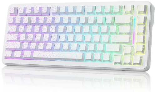 ATTACK SHARK X82PRO HE 75% Kabellose Rapid Trigger Gaming Tastatur, Hall Effekt Magnetschalter Tastatur mit 0,01mm RT-einstellbarer Betätigung, 8-kHz-Abfragerate, Hot-Swap, RGB, Gamer (Weiße Kontur)