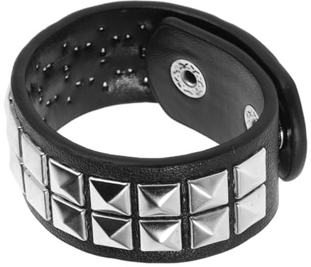 VANZACK Pulsera Punk De Cuero SintéTico Para Hombre Con Tachuelas Ajustable Estilo Vintage Banda De Brazo GóTica Para Uso Diario Y Halloween