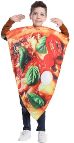 Brxmpn Pizza Funny Food Costume for Kids Fancy Dress Up Halloween Party Funny Food Outfit Couples Costume Pizza Cosplay Jumpsuit for Men Women