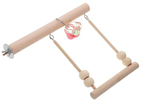 Toyvian Columpio para Loros Resistente a Mordeduras de Madera Natural, Columpio Pequeño para Pájaros Domésticos, Accesorio para Jaula Adecuado para Estrés y Entretenimiento de Aves
