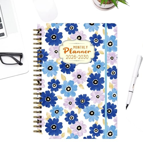 Calendario Planner | Agenda di pianificazione 5 anni rilegata a | Planner mensile 2026-2030, per studenti di scuola, affari, lavoro e pianificazione sulla scrivania
