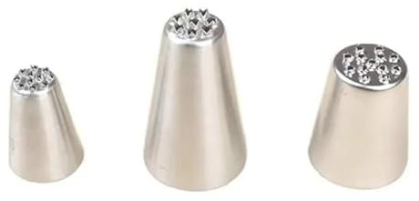 Cake Piping Nozzles,3pcs Grass, Stainless Steel Multi Opening Kit for Cupcakes Fondant Decoration DIY Baking