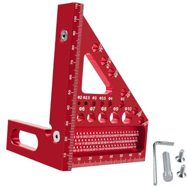 IOIUSKKU Multifunctional 3D Multi Angle Measuring Ruler Tool Easily Marks Lines Measures 45 90 Degree Angles And Draws Other Angles Triangle Ruler Carpenter Craftsmen Engineering, Red, 79x85x112mm