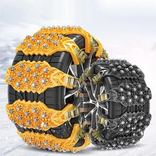 4 cadenas de nieve para neumáticos de automóvil, tracción antideslizante resistente para TPU y diseño de acero con eslabones gruesos, hebillas ajustables y agarre antideslizante para seguridad vial en