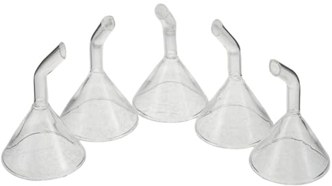 VERDANVERSE Embudos de Vidrio para Lámparas de Queroseno 5 Piezas, Cuello Curvo de 40 Mm, Tubo Transparente para Llenado Preciso de Aceite y Combustible en Hogar, Camping y