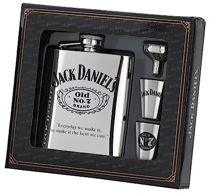 Jack Daniels 8473 - Juego de regalo con licencia para bar (6 onzas/1 onza), color plateado