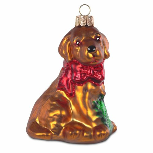 SIKORA Labrador mit Schleife besondere Weihnachtskugel Glas Christbaumschmuck Deko Figur Weihnachten Anhänger Ornament - Trend Line - BS182