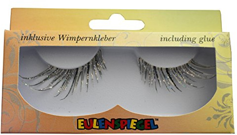Eulenspiegel 001356 - Künstliche Wimpern, Cabaret Silber, 1 ml Spezial-Wimpernkleber, Anleitung, für Karneval, Mottoparty