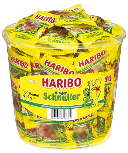 Haribo Kinderschnuller 100 Minibeutel Runddose 1000g