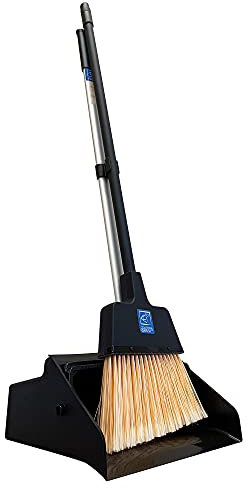 Strong Trade Quality Long Handled Dustpan and Brush Set – Industrial Dustpan and Brush Heavy Duty for both Commercial and Domestic Use, Large Dustpan with Indoor/Outdoor Broom Stiff Brush Set
