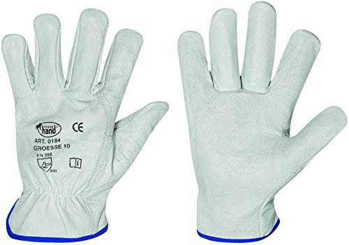 StrongHand HandschuhMan. Arbeitshandschuhe aus weichem Rind leder Fahrerhandschuhe Gr. 8-12 plus 1 Paar Gehörschutzstöpsel von 3M (8/M)