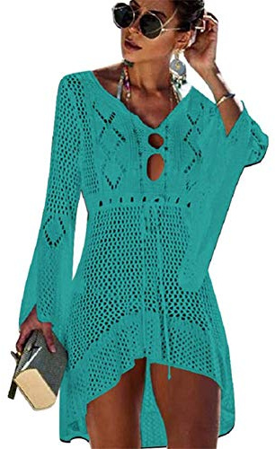 Womens Beachwear Cover Ups, Women's Bathing Suit Cover Up Beach Bikini Swimsuit Swimwear Crochet Dress