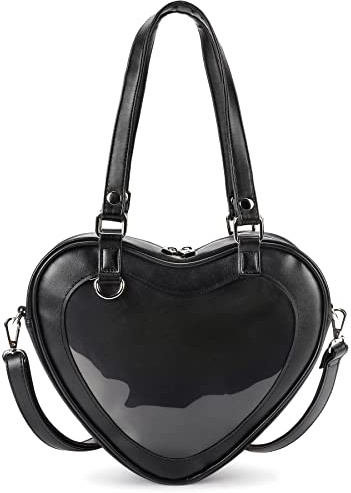 STEAMEDBUN Ita Bag Crossbody Heart Shaped Purse for Anime Pins Display