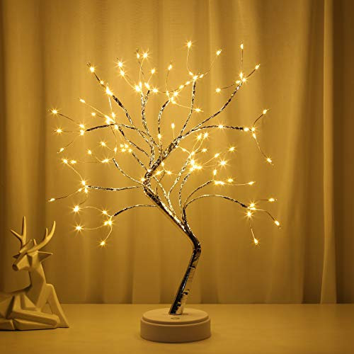 Domybest Lampe Arbre Lumineux LED - Bonsai de Table/Bureau à Pile/USB - Veilleuse Décorative pour Fête, Anniversaire, Mariage, Noël - 50CM