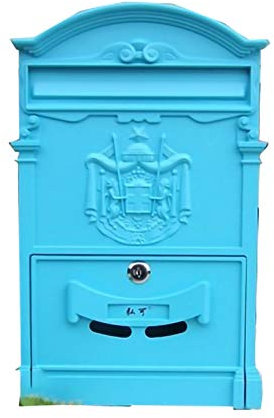 FYZS Briefkasten, Wand-Mail-Box Retro Antike Nostalgie-Weinlese-Briefkasten-Post, abschließbare Postbox-Postfächer, Wandmontage-Post-Box, wetterfeste Postfach (Color : Blue)