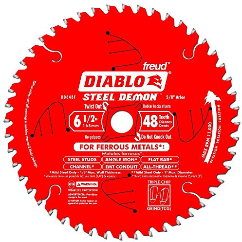 Diablo Steel Demon Cermet II Sägeblatt für Metalle und Edelstahl, 16,5 cm Durchmesser, 48 TCG-Zähne, 5/8 Zoll Dorn 0,61 cm Schnittfuge, 0° Hakenwinkel, 5800 Max U/min, D0648CFX