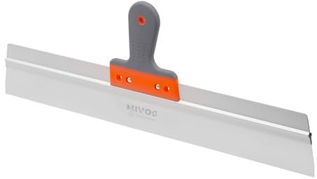 Mivos Profi Breitspachtel aus Edelstahl 600 x 60 mm - Rostfreie Fassadenspachtel von großen Flächen - Flächenspachtel 600 mm mit Aluhalter und Softgriff - Glättspachtel Made in EU