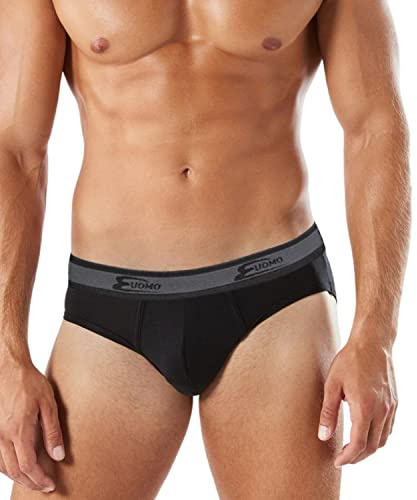 Slip Uomo Cotone Elasticizzato Pacco da 4 Bielastico Mutande Uomo Cotone Intimo Mutande Uomo Colorate alla Moda Bianchi Neri Grigio 2383 (4 Neri, 3XL)