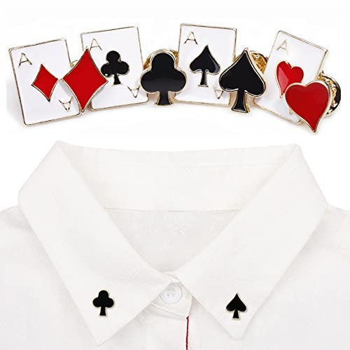 8 Stück Anzugbrosche für Herren und Damen - Set Mit Poker, Schwarzer Spaten, Rotes Herz, Schwarze Beere, Rotes Quadrat - Pins für Hemden, Kleider, Tücher, Revers