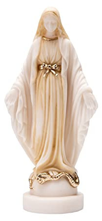 BEAUTIFUL GREEK STATUES Jungfrau Maria Jesus Mutter Jesus Statue Alabaster Goldton 17,8 cm