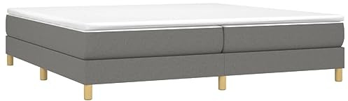 vidaXL Estructura de Cama con Somier, Somier de Matrimonio de Listones, Base de Cama Tapizada, Mueble para Dormitorio Hogar, Tela Gris Oscuro 200x200 cm