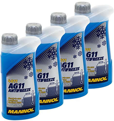 Kühlerfrostschutz MANNOL Longterm Antifreeze 4 X 1 Liter Fertiggemisch -40°C blau