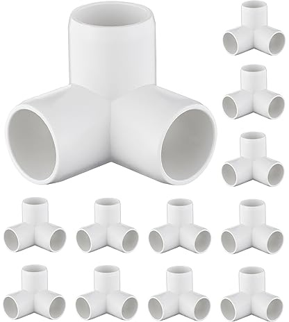 12-Pack 3 Way PVC Fittings 3/4 Inch, Furniture Grade PVC Pipe Connector Elbow for All DIY Structure and Frames, SCH40 Pipe Tee Corner Fitting