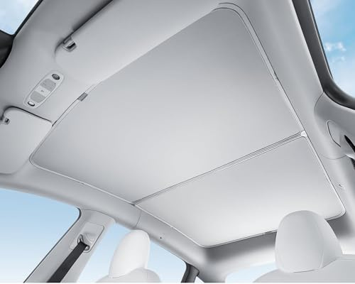 TOPABYTE Parasole per Tetto in Vetro per Auto per Tesla Model Y 2020-2024 Tendina Parasole Copertura per Isolamento Termico Finestra per Tetto Protezione UV, Beige