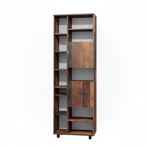 Vicco Badschrank Ilias, Eiche rustikal, 60 x 190 cm | mit Türen, und offenen Fächern, mit variabler Regalaufteilung zur übersichtlichen Aufbewahrung