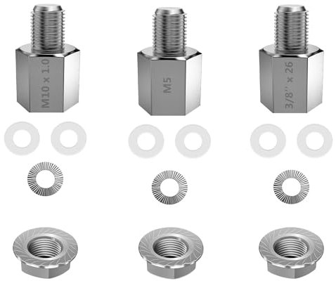 NICEDACK Fahrrad Achsadapter, Fahrrad Anhänger Kupplungs Adapter, M12 x 1,0/3/8'' x 26 / M5 / M10 x 1,0 (Set (M5 + M10 + 3/8''x26))