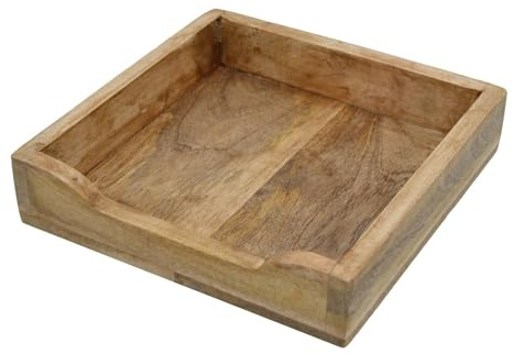 ZauberDeko Serviettenhalter Holz Natur Tischdeko Küche 20x20cm