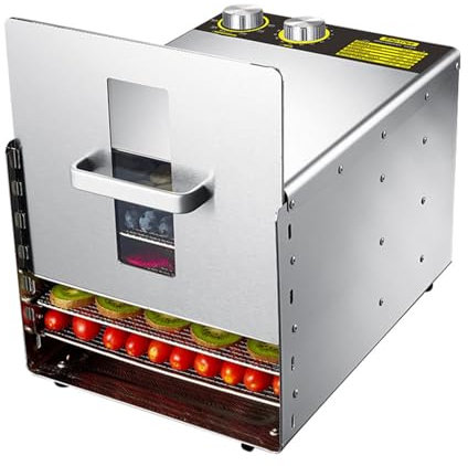 6 Plateaux Déshydrateur Alimentaire Acier Inoxydable Machine De Séchage De Fruits Séchoir Alimentaire Avec Minuterie Et Contrôle De La Température Pour Le Séché, Viande, Bœuf, Fruits Et Sécher Légumes