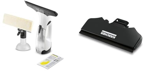 Bundle of Kärcher Window Vac WV 2 Plus, Battery Running Time: 35 min, LED Display for Battery Status, Spray Bottle with Microfibre Cloth + Kärcher 26331120, Window Vac Small Suction Blade, Black