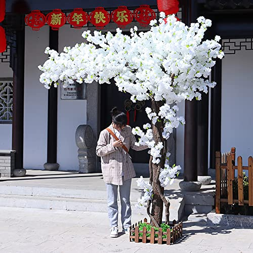 Árboles de cerezo blanco, plantas artificiales de hojas realistas para decoración de interiores y exteriores, tallos de madera real, perfectos para fiestas, bodas, diseño de sakura blanco de alta