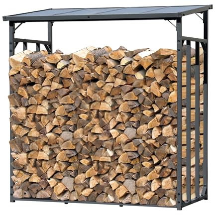 QUICK STAR Metall Kaminholzregal Anthrazit XXL 185 x 70 x 185 cm Promotion Garten Kaminholzunterstand 2,3 m³ Kaminholzlager Stapelhilfe Aussen