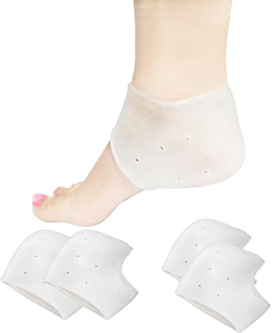 CARESTARZ 4PCS Heel Protectors, Gel Silicone Heel Protectors for Men & Women, Heel Sleeves, Heel Cups Ankle Protectors for Comfort, Silicone Socks for Cracked Heels & Blister Prevention