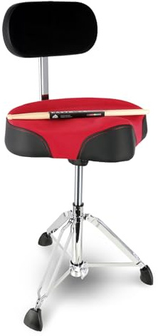EASTROCK Drum Throne with Backrest,Heavy Duty Drum Stools Height Adjustable Motorcycle Style Hydraulic Drum Seat Drum Chair for Adult Drummer(Red)