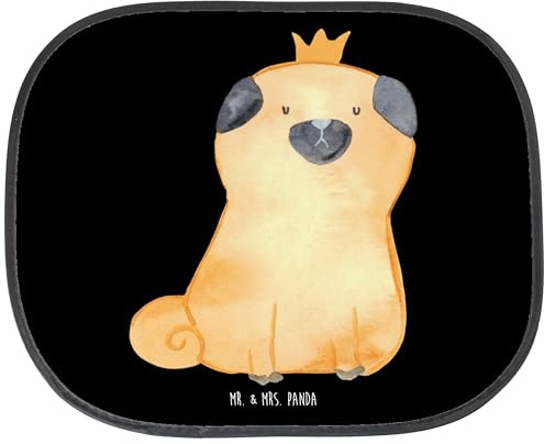 Mr. & Mrs. Panda Auto Sonnenschutz Mops Krone - Geschenk, Sonnenschutz Kinder, Hund, Hundemama, Sonnenschutzfolie, Sonnenschutz Autoscheibe,