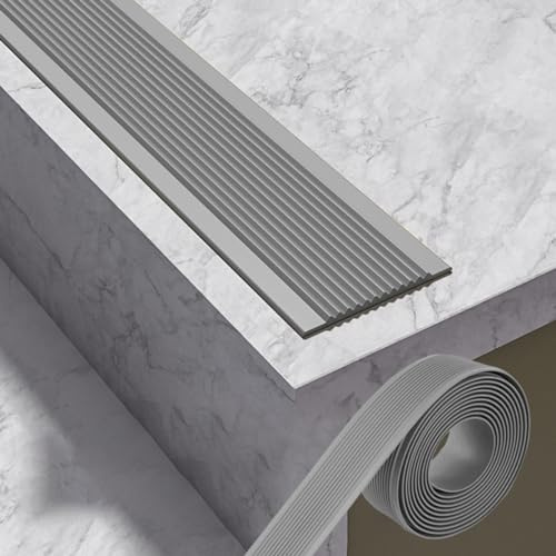 Perfil de Borde de Escalera Tira Antideslizante Tira Perfil Integral de Mamperlán Autoadhesivo Borde de Escalera Borde de Escalera de PVC Escalones Interiores y Exteriores ( Color : Gray , Size : T3cm