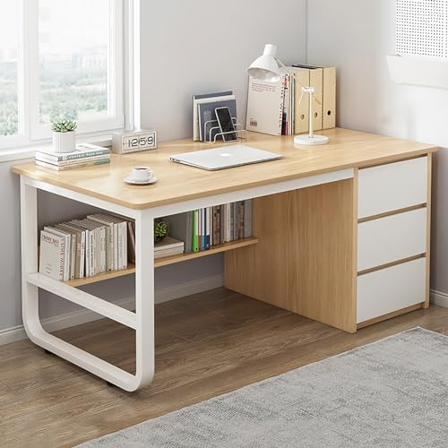 Bureau d'angle HaoJieHan avec tiroirs, bureau à domicile moderne pour chambre à coucher, 140X48X75CM