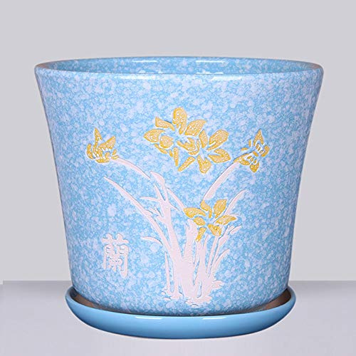CAFIEDR Pots de Fleurs Pot de Fleur en céramique Style Chinois Pot de Plante Verte succulente d'intérieur Extra Grand Pot de Fleur de Plante Verte de chlorophytum Pot d,L