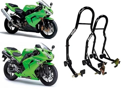 Coppia di cavalletti alzamoto per sollevare alzare la ruota davanti e dietro anteriore e posteriore compatibili con KAWASAKI NINJA ZX10R ZX10 ZX6R 900 ZX 10 R 1000 SX 636 600 di tutti gli anni